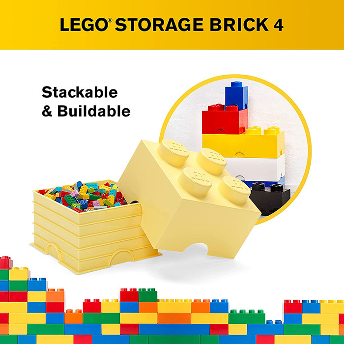 Kutija za odlaganje LEGO® Kocka 4  25x25x18cm pastelnožuta 4003 - detalj