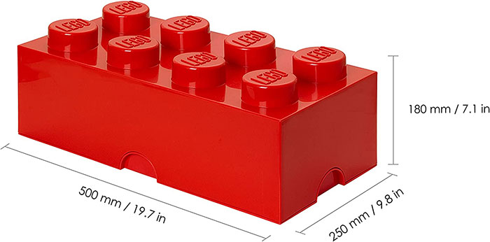 Kutija za odlaganje sa poklopcem LEGO® Kocka 8 50x25x18cm crvena 4004 - detalj
