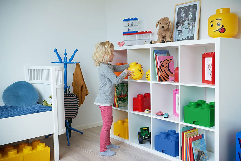 Kutija za odlaganje sa poklopcem LEGO® Kocka 8  50x25x18cm žuta 4004 - detalj