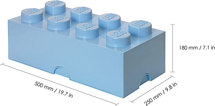 Kutija za odlaganje sa poklopcem LEGO® Kocka 8  50x25x18cm pastelnoplava 4004 - detalj