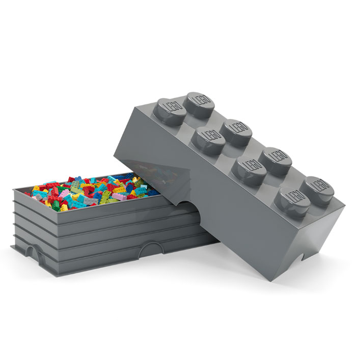 Kutija za odlaganje sa poklopcem LEGO® Kocka 8  50x25x18cm tamnosiva 4004 - detalj
