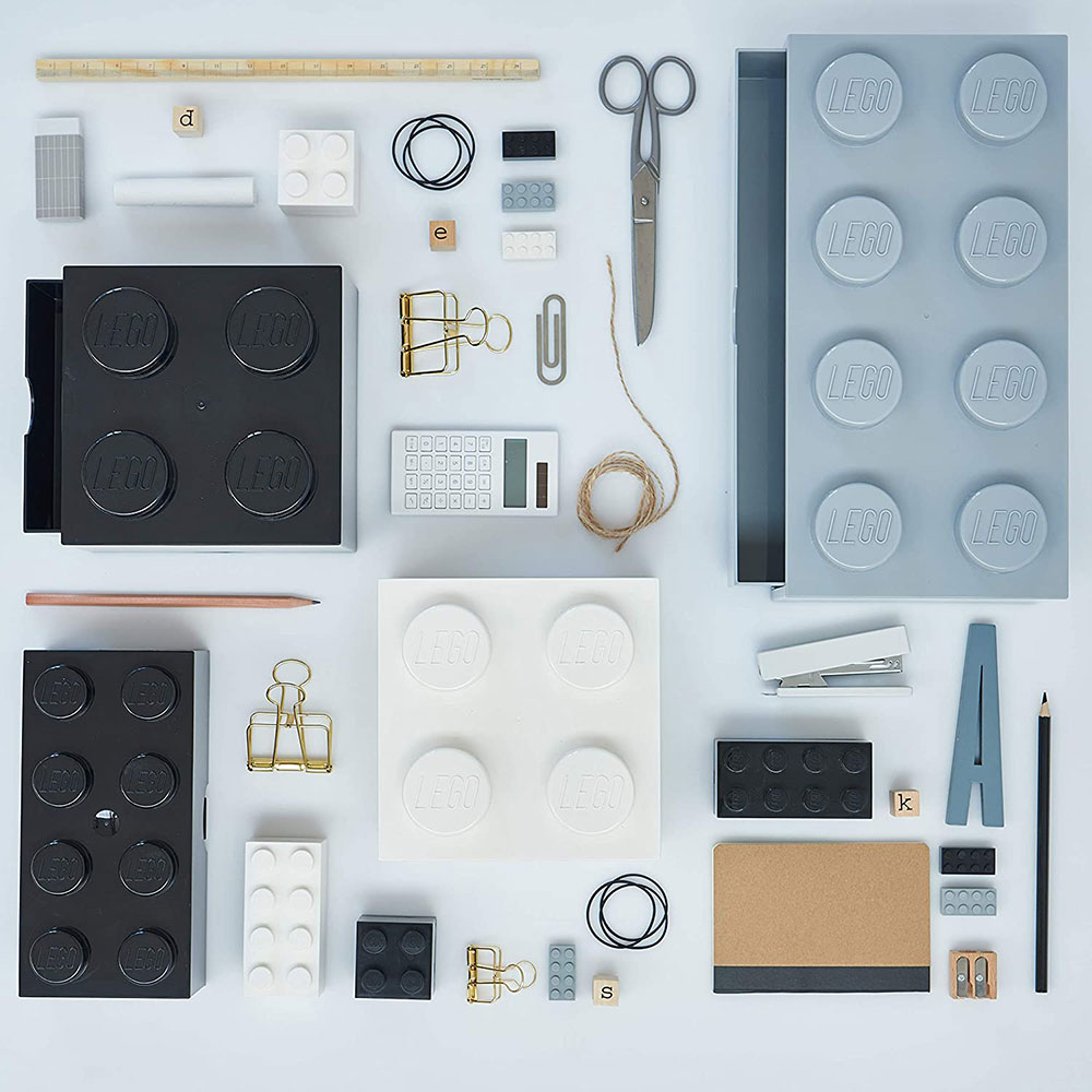 Kutija - fioka za odlaganje LEGO® Kocka 4  25x25x18cm crna 4005 - detalj