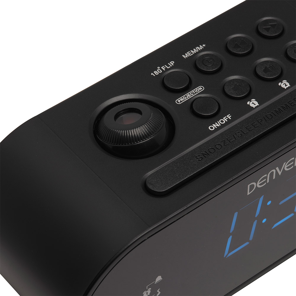 FM radio alarm sa projektorom vremena Denver CRP-717 crni - detalj