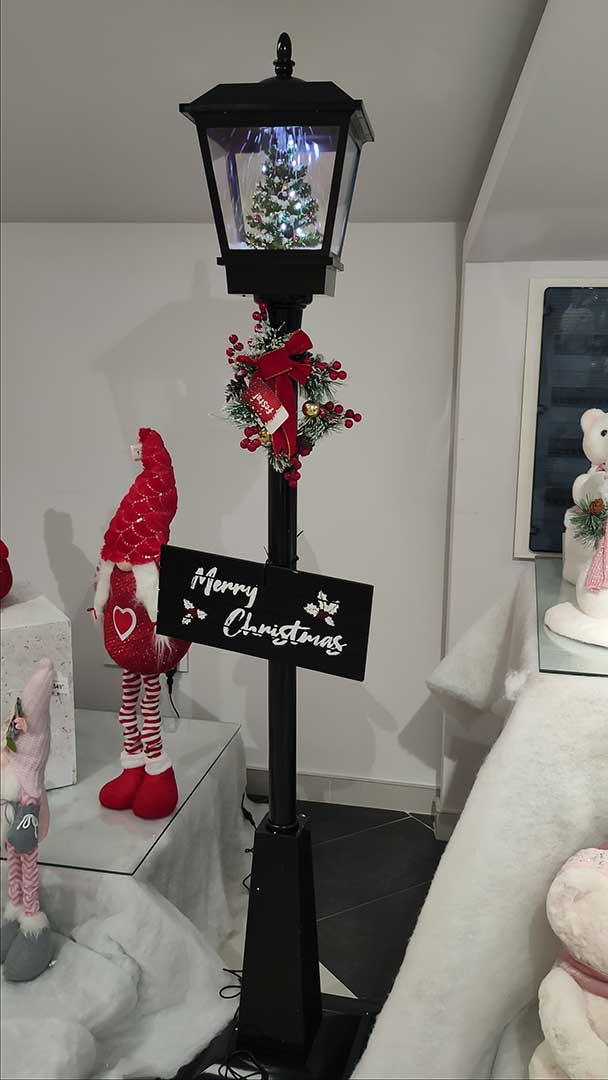 Ulična Novogodišnja Lampa sa Snegom i Melodijama - Black 180 cm - detalj