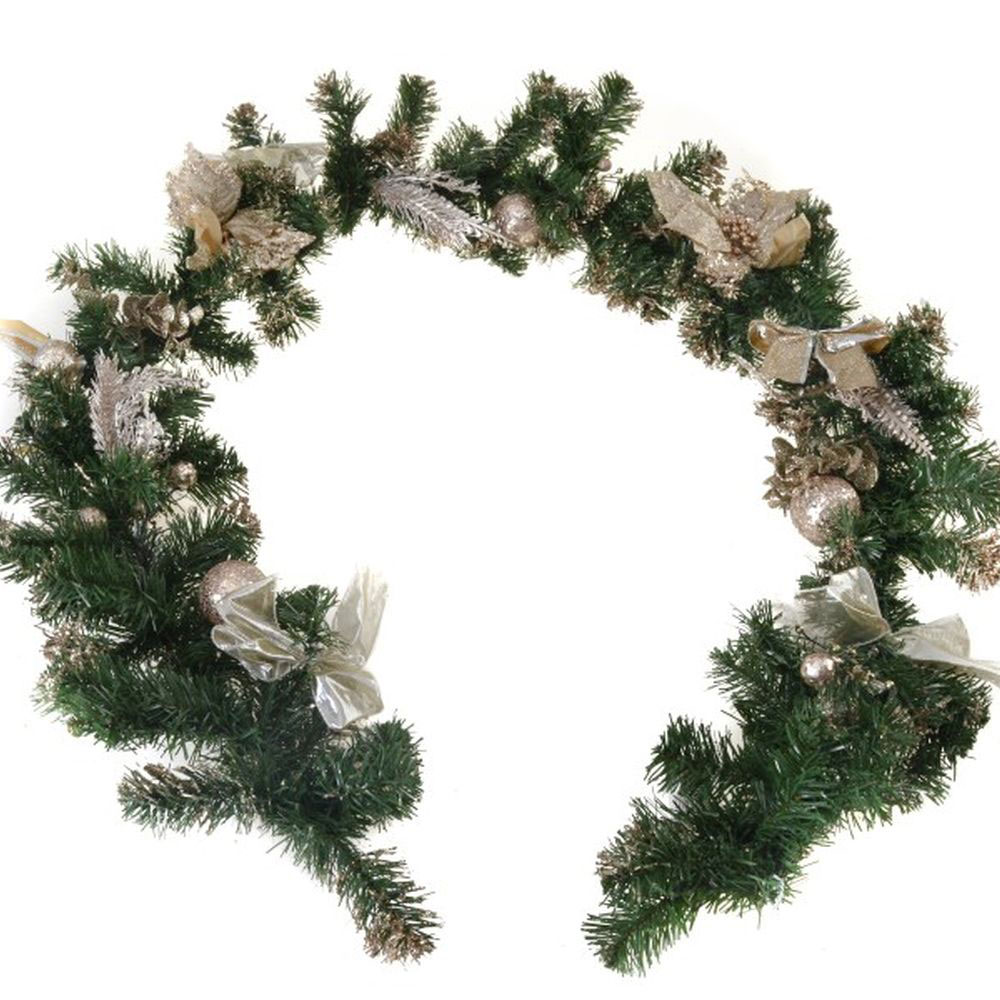 Kućna dekoracija - Novogodišnja girlanda sa zlatnim ukrasima 180cm - detalj