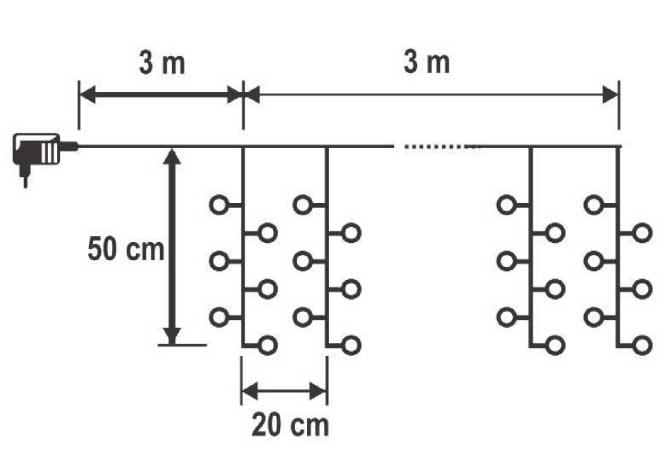 Dekorativne lampice Svetleći niz sa 300 toplo belih LED dioda MLF300/WW - detalj