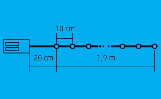 Dekorativne lampice na baterije 20 hladno belih LED dioda ML20/WH - detalj