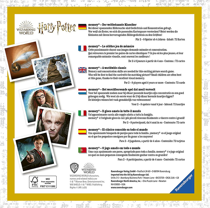 Društvena igra Memorija Harry Potter Ravensburger 20648 - detalj