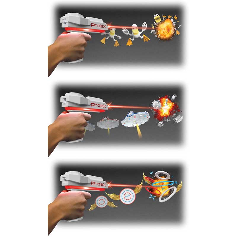 Projex Prenosna akciona igra sa blasterima i projektovanim pokretnim metama - detalj