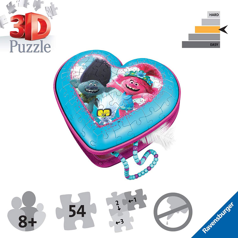 Ravensburger Napravi sam Srce Trolls - Kutija za sitnice od puzli 11232 - detalj