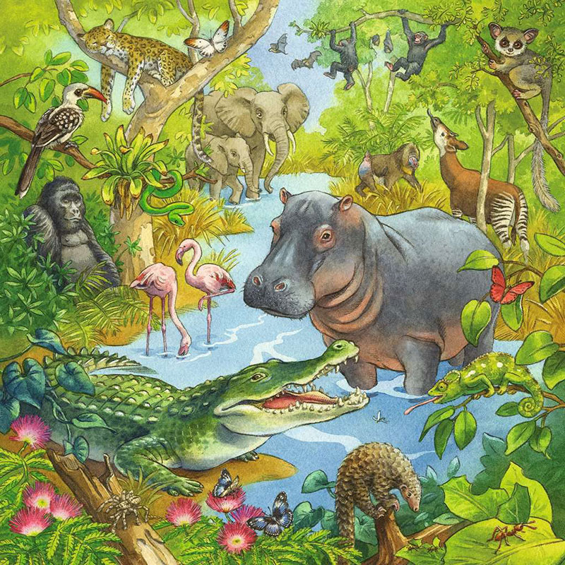 Zabavna džungla Puzzle slagalica 3x49 delova Ravensburger 05180 - detalj