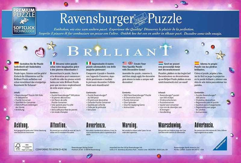 Ravensburger Brilliant Puzzle - Svetlucava slagalica 500 delova Disney Podvodni raj Male sirene 13327 - detalj