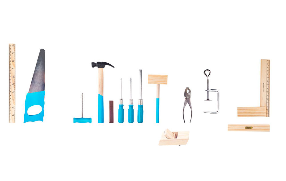 WOODY Igračka - Metalni alat u drvenom koferu  91800 - detalj