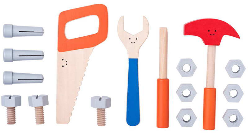 WOODY Igračka - Nasmejani alat u drvenoj kutiji  91935 - detalj
