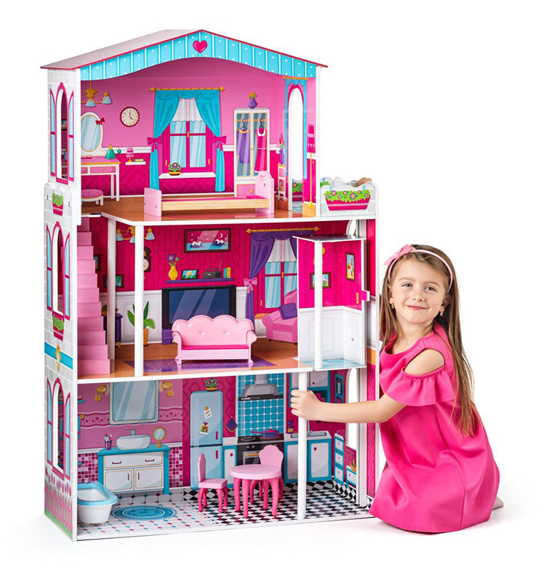 WOODY Kućica za lutke sa liftom i nameštajem 116cm Mirabella  91165 - detalj