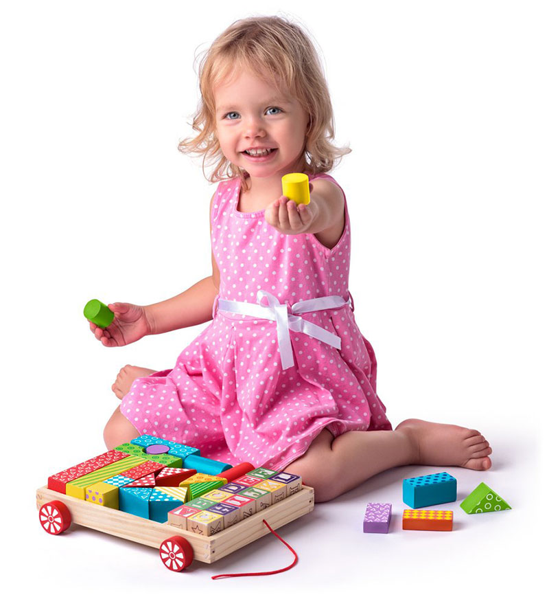 WOODY Drvene šarene kockice 35 komada u kolicima 90913 - detalj