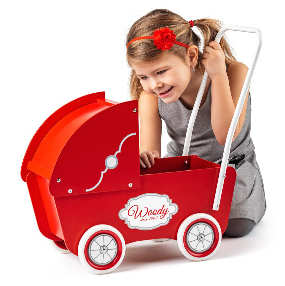 WOODY Drvena i crvena kolica za lutke Liberte 91510 - detalj