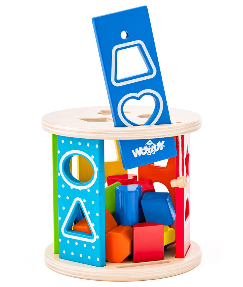 WOODY Edukativna igračka Sorter - Valjak sa oblicima i bojama 91985 - detalj