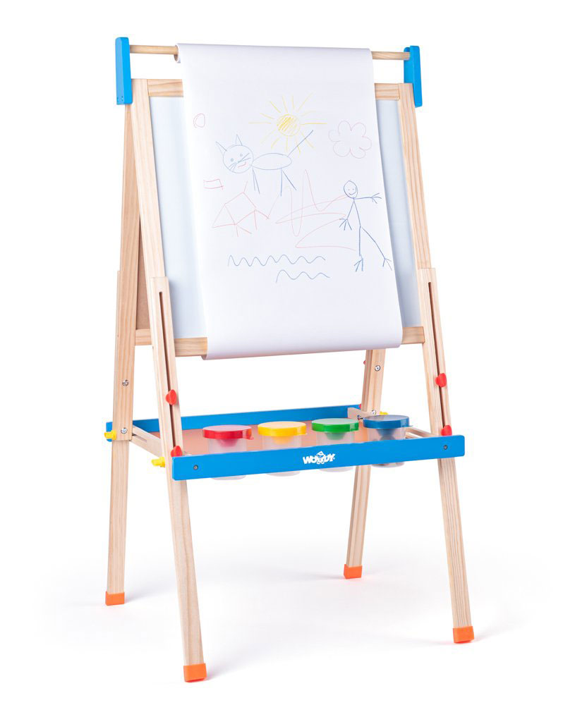 WOODY Podesiva dvostrana tabla za pisanje i crtanje sa dodacima i priborom 90108 - detalj