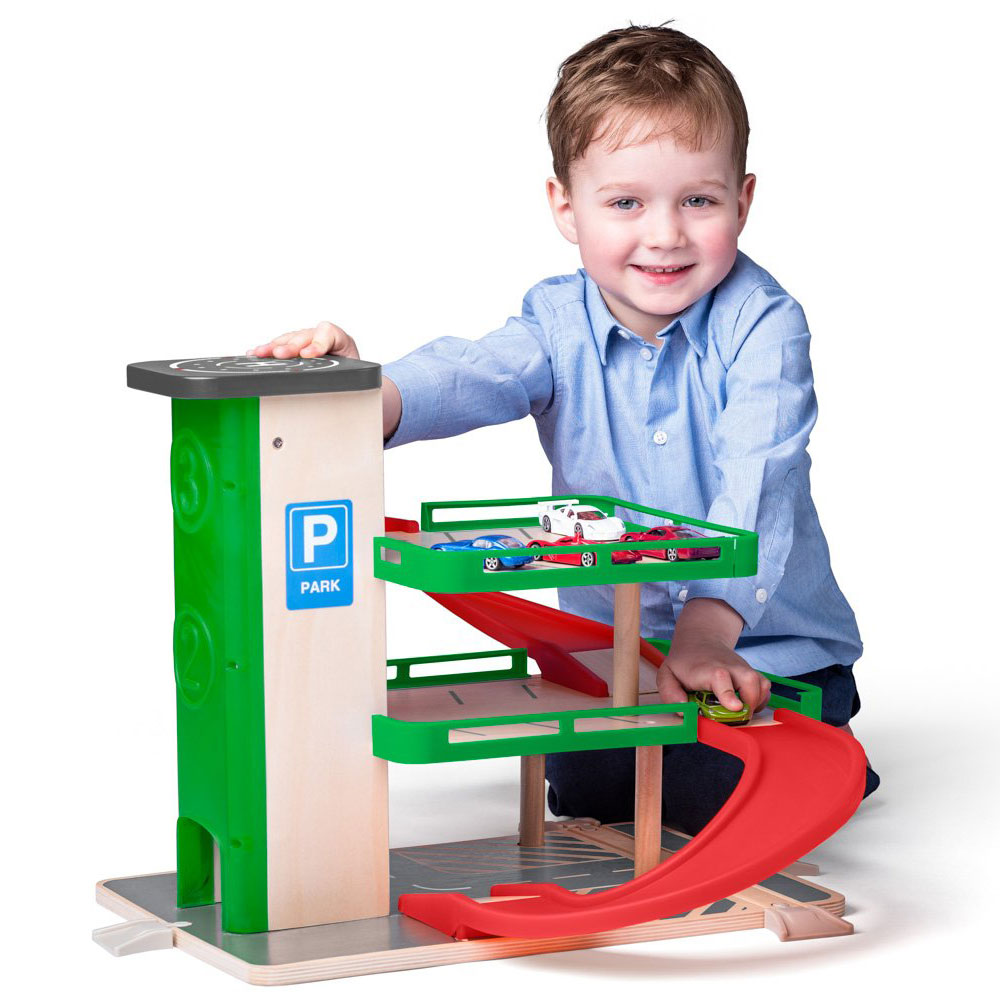 WOODY Garaža sa liftom i SIKU autićima 93070 - detalj