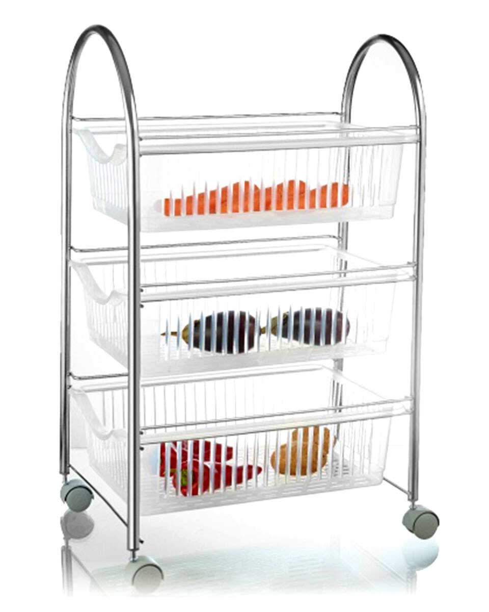 Kuhinjska Polica Sa Točkićima i 3 Korpe KIWA NATURAL 3 - detalj