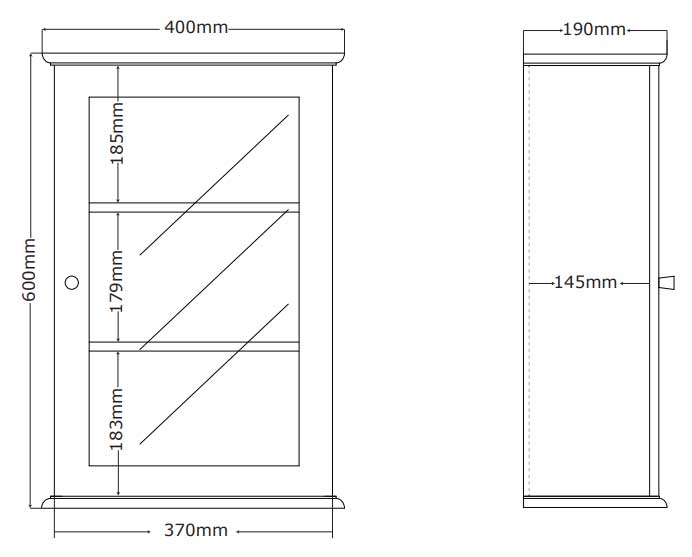 Zidni ormarić sa policama 40x60x19 - detalj