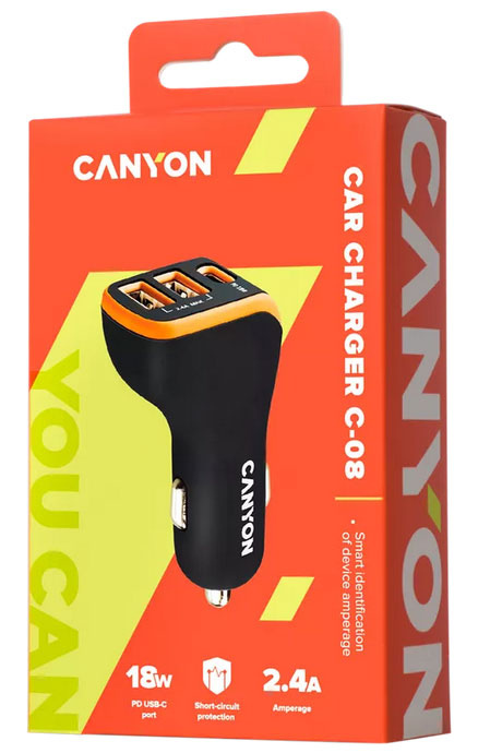 Canyon C-08 univerzalni auto punjač mobilnih uređaja CNE-CCA08BO - detalj