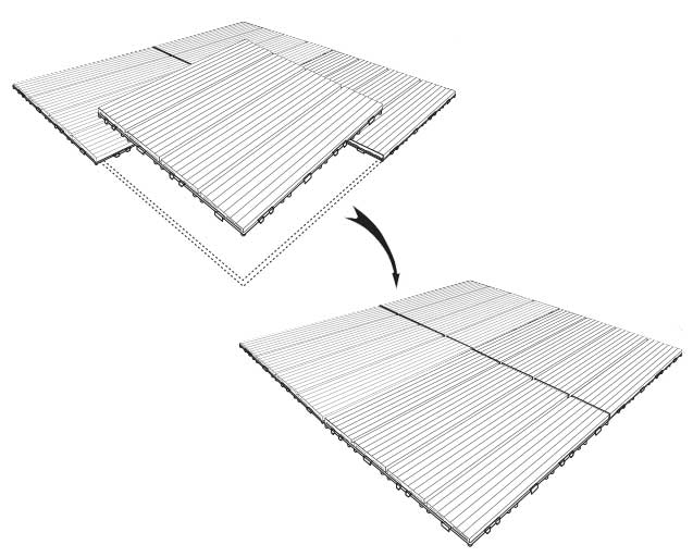 Podna obloga od 9 elemenata 90x90cm Veštačko drvo - detalj