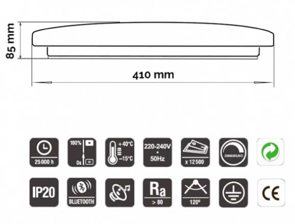 LED plafonjera 24W sa višebojnim podesivim svetlom i Bluetooth zvučnikom - detalj