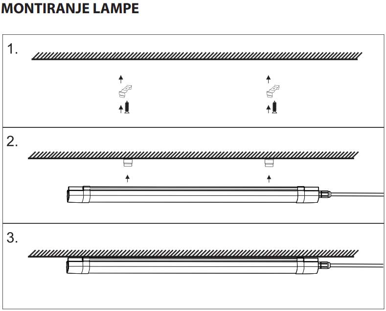 Vodonepropusna LED lampa 120cm 36W IP65 - detalj