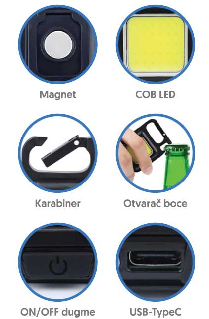 Multifunkcionalna LED lampa sa punjivom baterijom 6W Prosto PL6900 - detalj