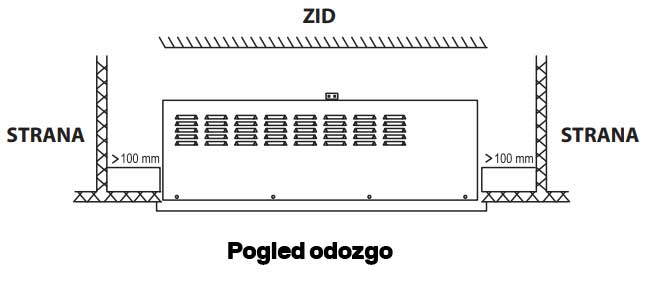 Električni ugradni kamin 2kW Prosto EK30U/L - detalj