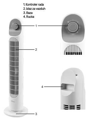 Stubni ventilator 45W Ardes AR5T800 - detalj