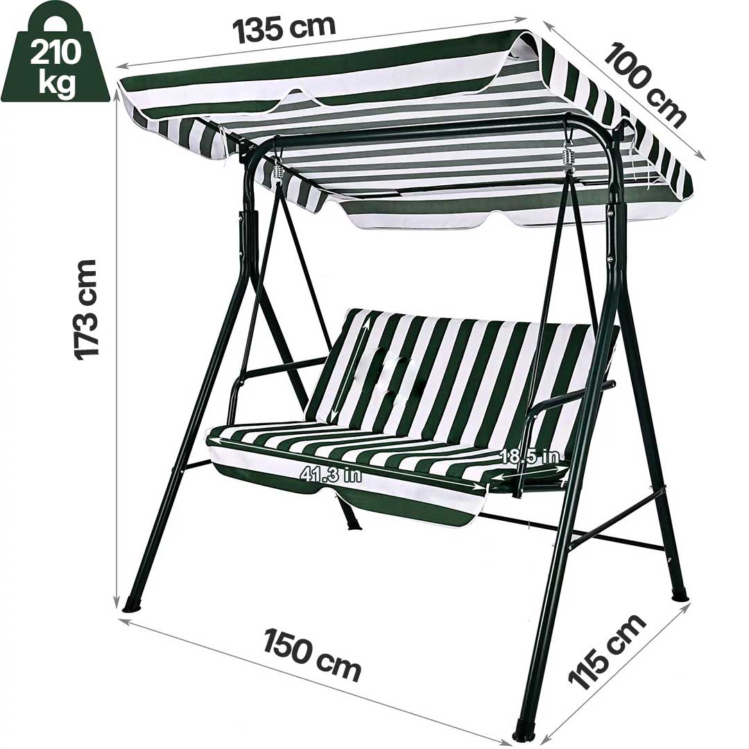 Baštenska Ljuljaška Sa Zeleno-Belim Prugama - detalj