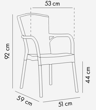 Baštenska stolica sa naslonima za ruke Tilia Royal Braon - detalj