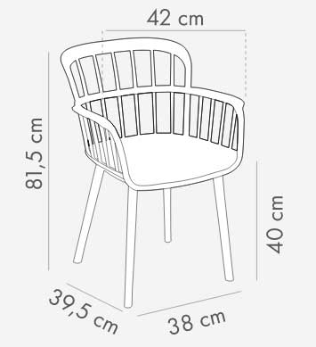 Baštenska stolica sa naslonima za ruke Tilia Eva Black - detalj