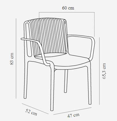 Baštenska stolica sa naslonima za ruke Tilia Nes Black - detalj