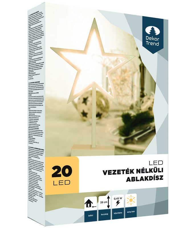 Novogodišnja stona LED zvezda na baterije 39cm - detalj