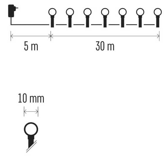 Lampice za spoljnu upotrebu Sa tajmerom 300 LED 30m Emos D5AW04 - detalj