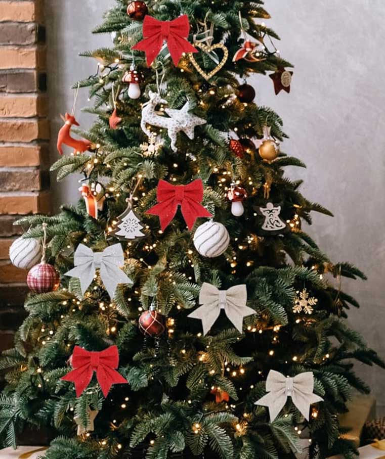 Mašna Za Jelku - Novogodišnji Ukras - Crvena - detalj