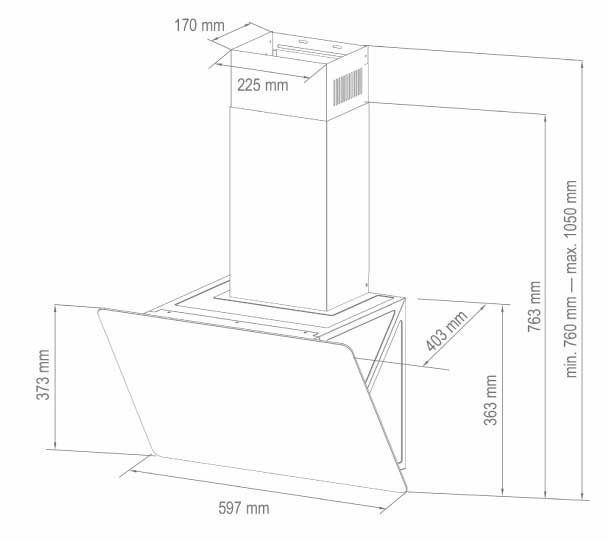 Home Kuhinjski aspirator sa Carbon filterima Cyclone Black KPE6039G - detalj