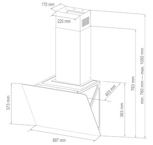Home Kuhinjski aspirator sa Carbon filterima Cyclone Black KPE9039G - detalj