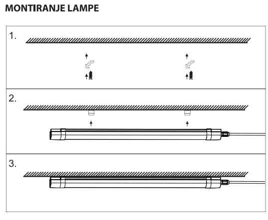 Vodonepropusna LED nadgradna lampa 150cm 45W Dnevna svetlost - detalj