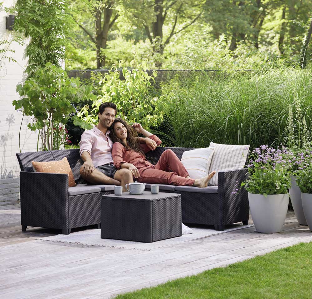 Ugaona garnitura za dvorište ili terasu Sa Box stolom Keter Marie 5 Graphitte - detalj