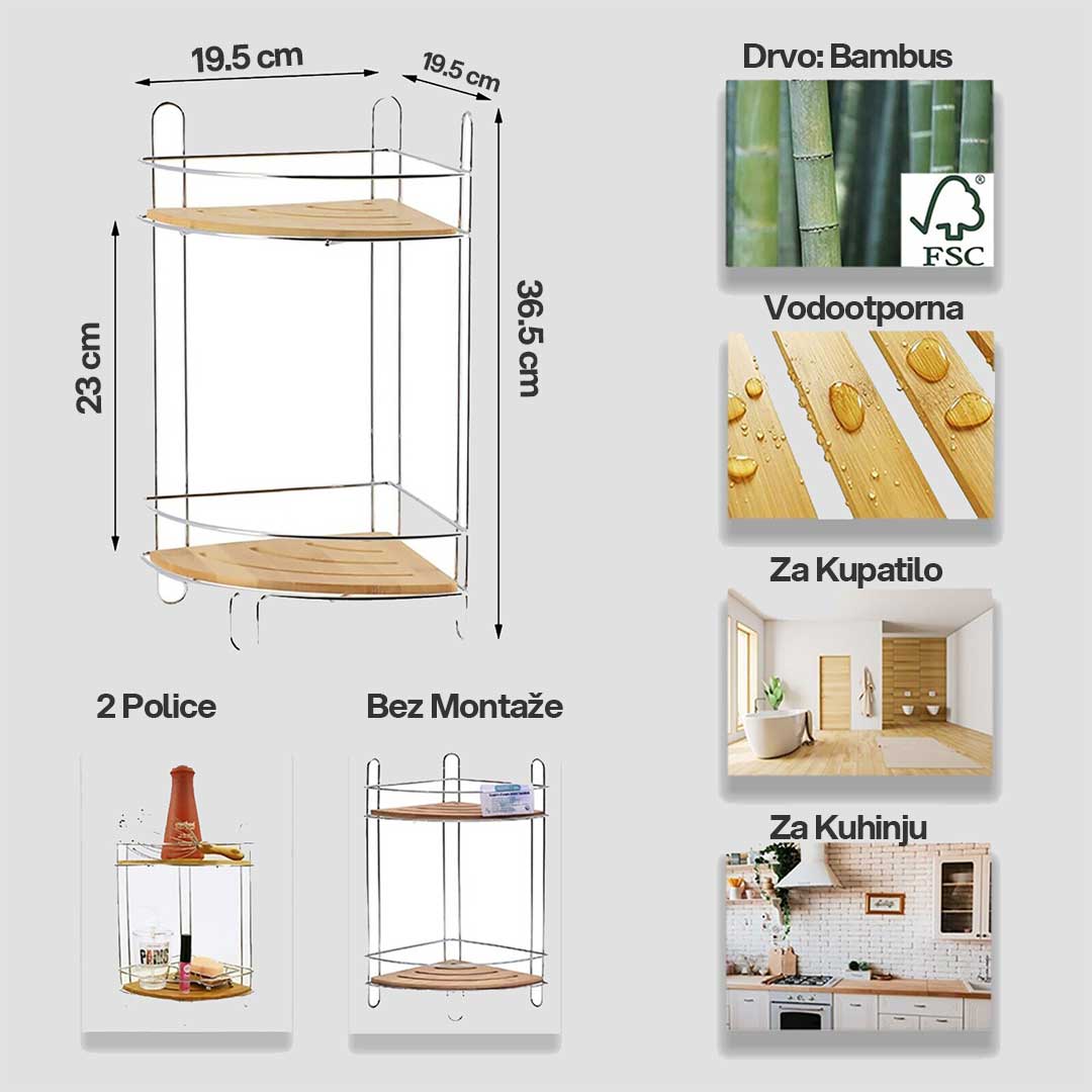 Višenamenska Viseća ili Samostojeća Polica Za Kupatilo i Kuhinju - detalj