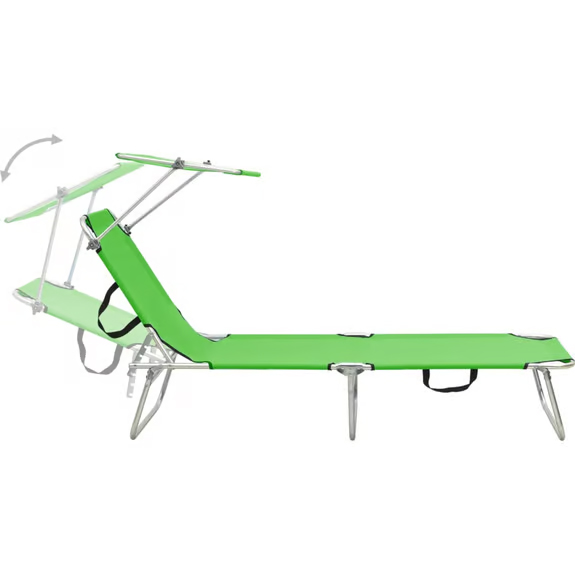 Sklopiva ležaljka sa tendom u zelenoj boji nosivost 120 kg - detalj