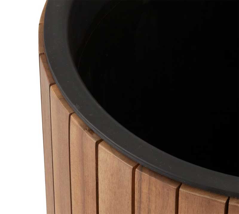 Visoka saksija za cveće od drveta bagrema V43cm - detalj