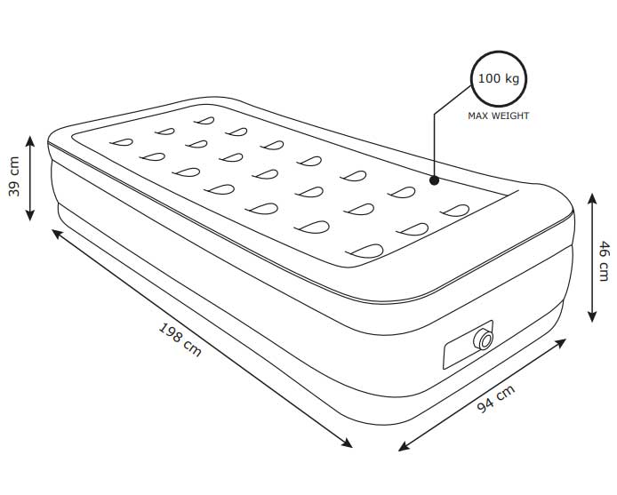 Vazdušni krevet sa ugrađenom električnom pumpom za naduvavanje 94x198x46 - detalj