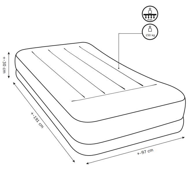 Krevet na naduvavanje Sa uzglavljem i ugrađenom pumpom 97x191x30 - detalj