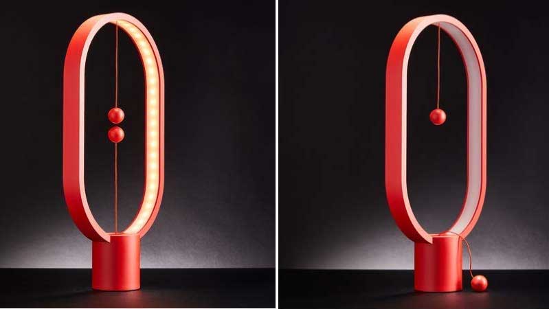 Stona LED lampa sa visećim magnetnim prekidačem Heng Balance Red - detalj
